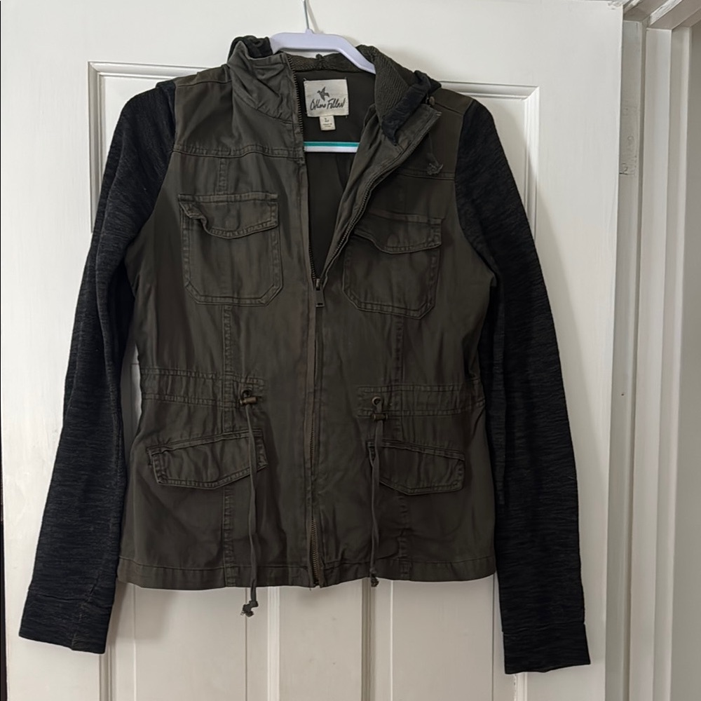 Olive Green Jacket with camo Sleeves